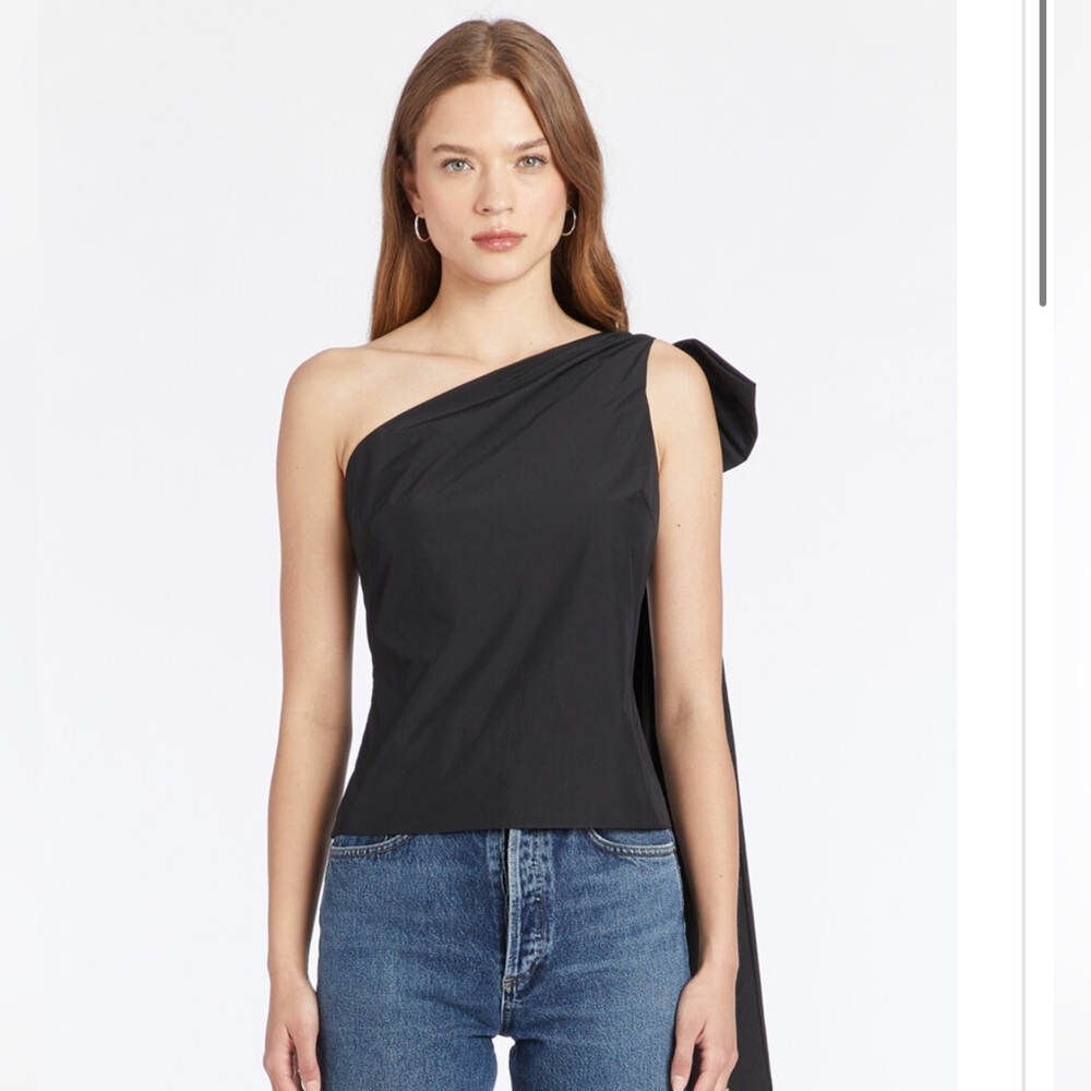 Amanda Uprichard one shoulder Estrella top with bow in back